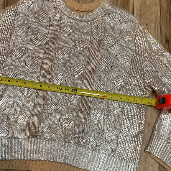 PISTOLA EVERLY FOIL ACCENT COTTON SWEATER GILDED CASTLE COLOR WOMENS SZ LARGE - Picture 7 of 13